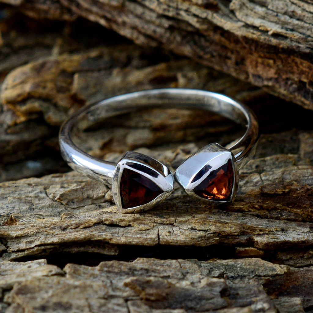 Garnet Toi et Moi Korean 925 Silver Red Gems Dainty Sophisticated Ring Jewelry