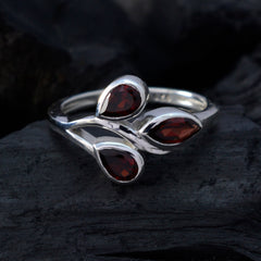 Garnet Trilogy Indian Sterling Silver Red Gems Featherlight Fairytale Ring Jewellery