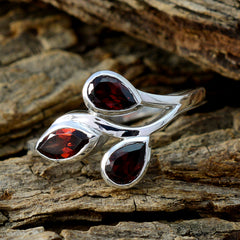 Garnet Trilogy Indian Sterling Silver Red Gems Featherlight Fairytale Ring Jewellery