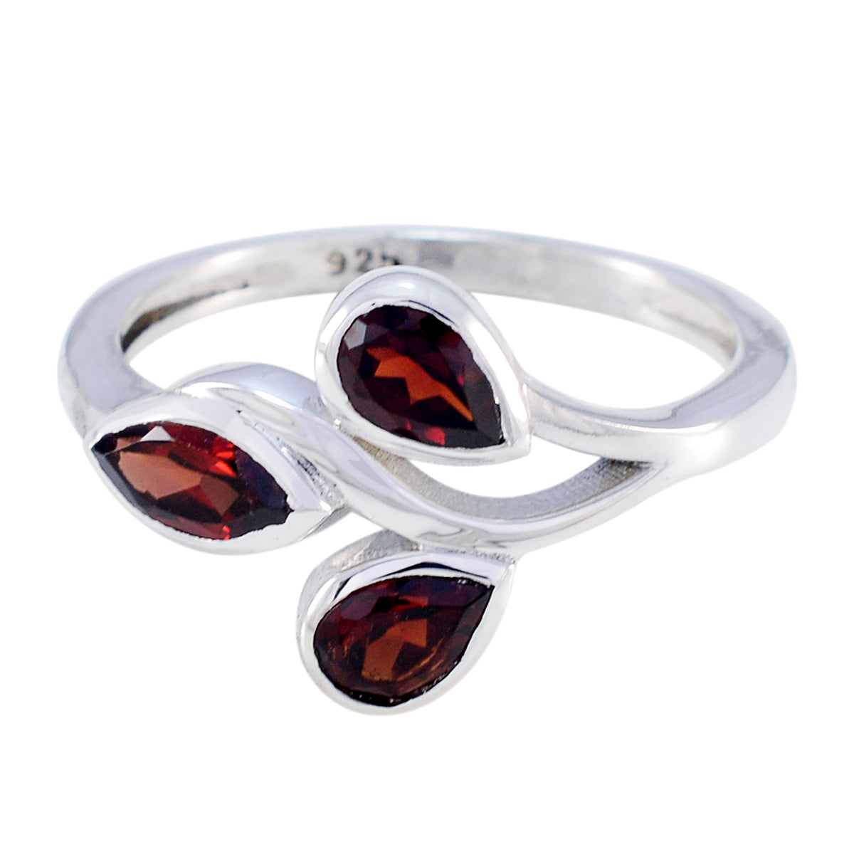 Garnet Trilogy Indian Sterling Silver Red Gems Featherlight Fairytale Ring Jewellery