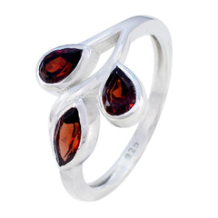 Garnet Trilogy Indian Sterling Silver Red Gems Featherlight Fairytale Ring Jewellery