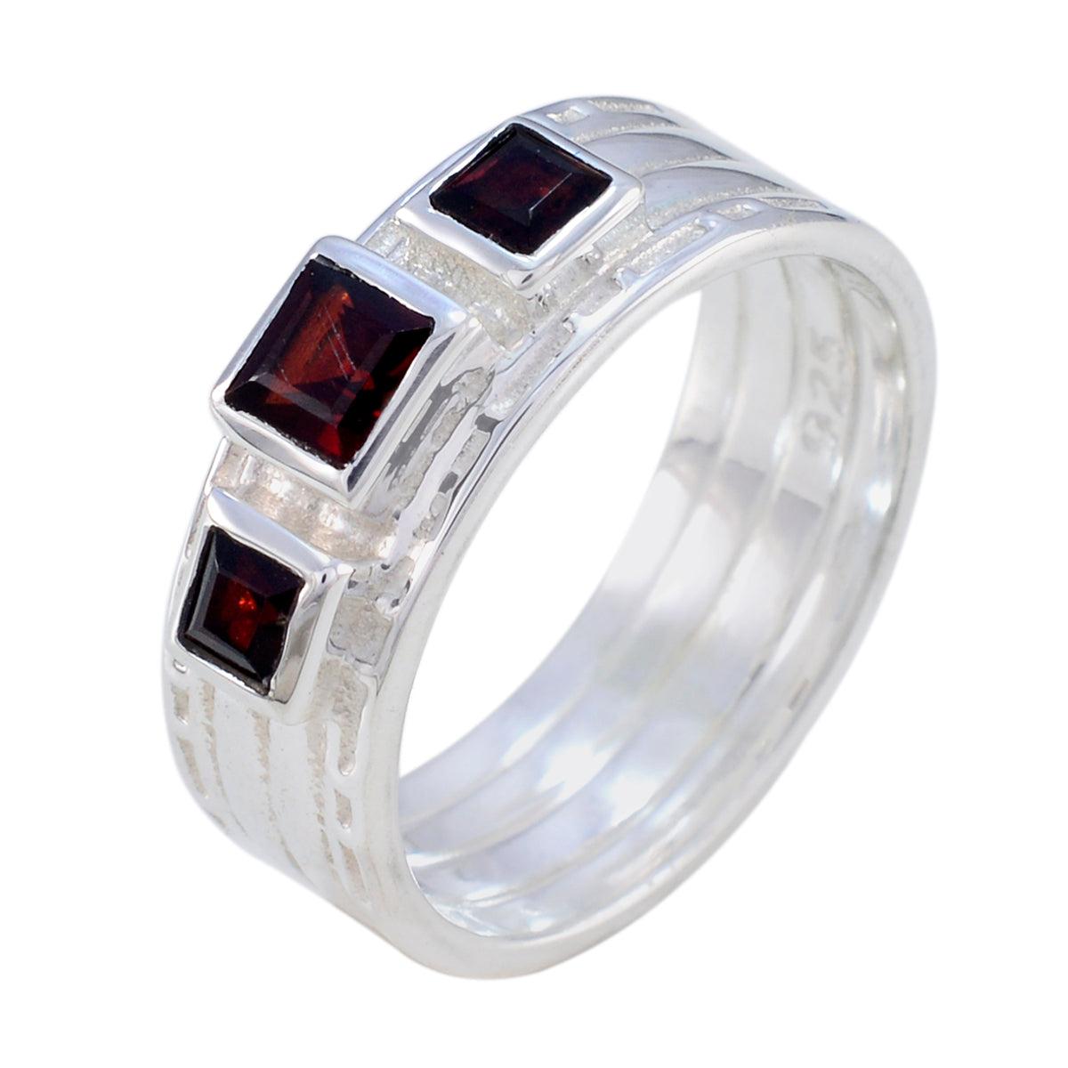 Garnet Trilogy German 925 Silver Red Gems Eye catching Boho Band Jewellery