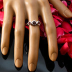 Garnet Trilogy Korean 925 Sterling Silver Red Gemstone Dainty Trendy Ring Jewelry