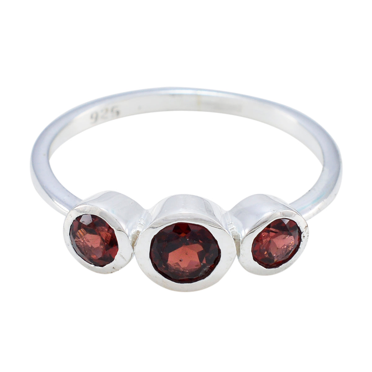 Garnet Trilogy Korean 925 Sterling Silver Red Gemstone Dainty Trendy Ring Jewelry Главное изображение товара
