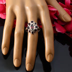 Garnet navratna Indian Silver Red Gemstone Eye catching Modern Ring Jewelry