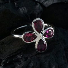 Garnet quarter Turkish 925 Silver Red Gems Dainty Floral Ring Jewellery
