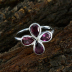 Garnet quarter Turkish 925 Silver Red Gems Dainty Floral Ring Jewellery