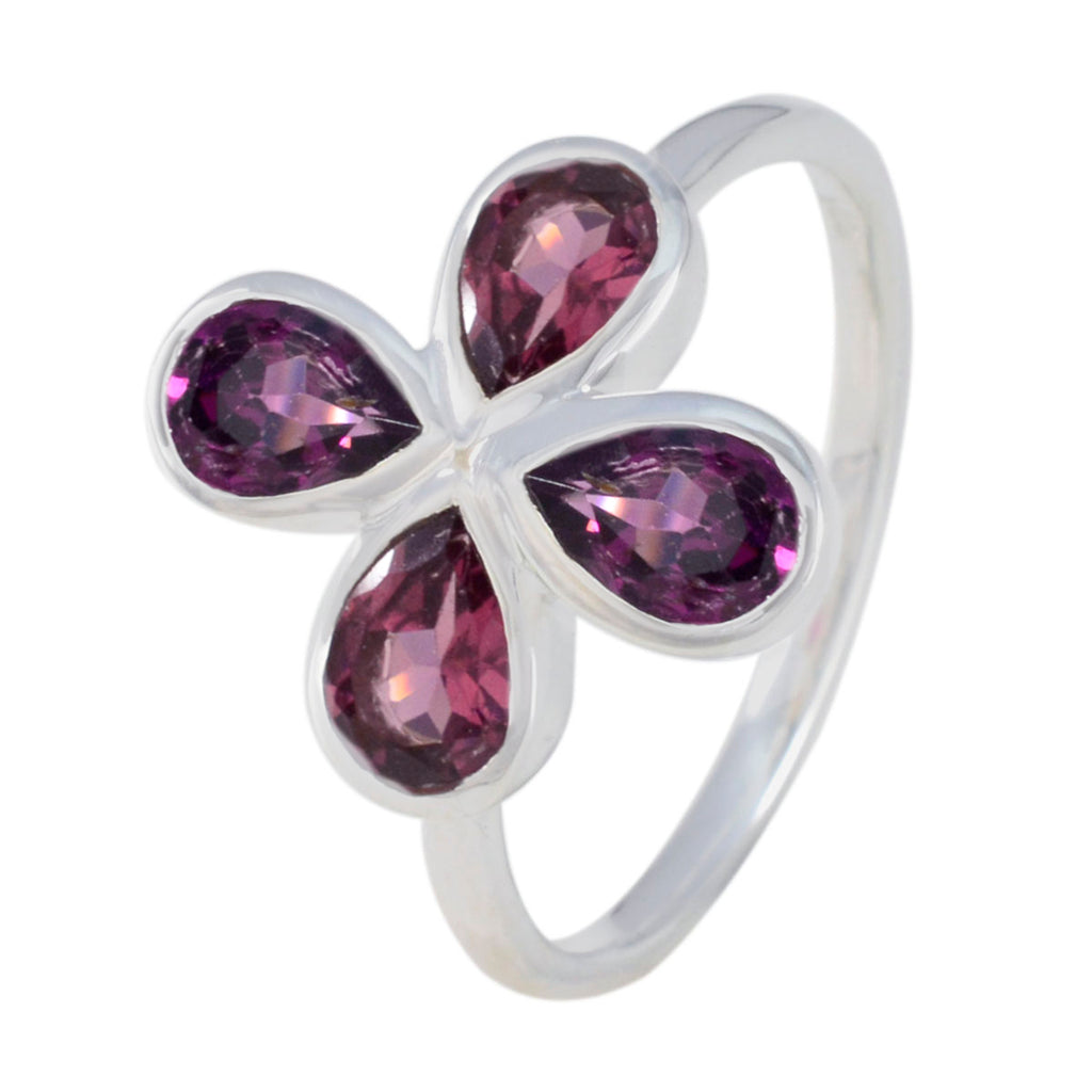 Garnet quarter Turkish 925 Silver Red Gems Dainty Floral Ring Jewellery