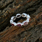 Garnet multiple Russian 92.5 Silver Red Gems Slim Eternity Band Jewelry
