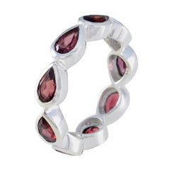 Garnet multiple Russian 92.5 Silver Red Gems Slim Eternity Band Jewelry