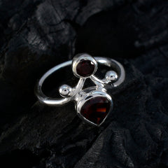 Garnet Toi et Moi Russian Silver Red Gemstone Tiny Feminine Ring Jewellery
