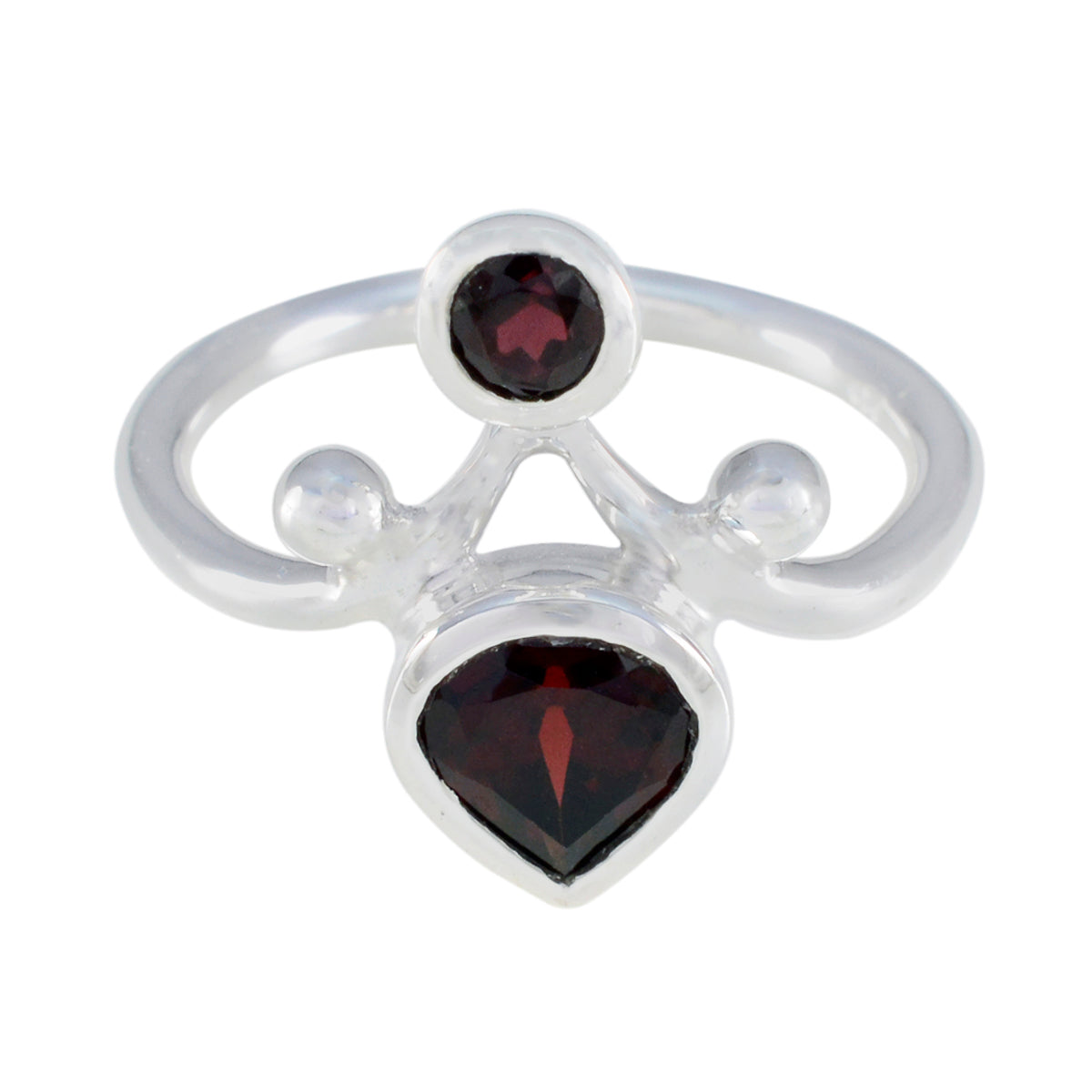 Garnet Toi et Moi Russian Silver Red Gemstone Tiny Feminine Ring Jewellery Main image