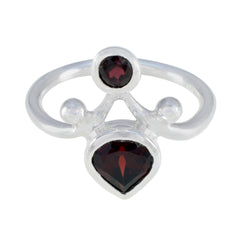 Garnet Toi et Moi Russian Silver Red Gemstone Tiny Feminine Ring Jewellery