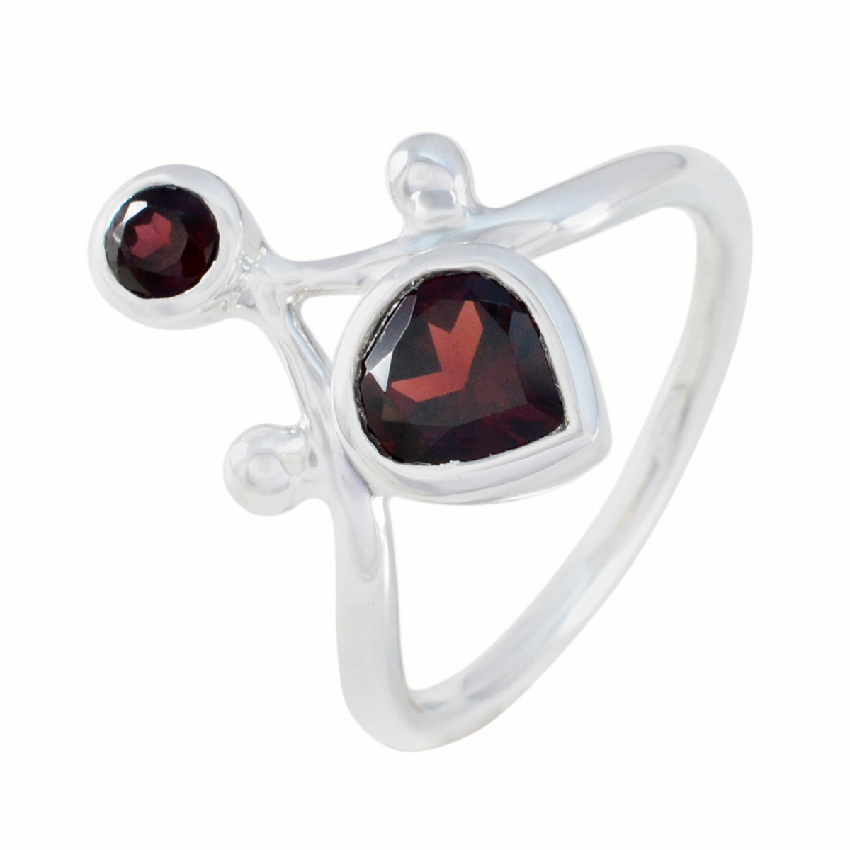 Garnet Toi et Moi Russian Silver Red Gemstone Tiny Feminine Ring Jewellery Secondary image