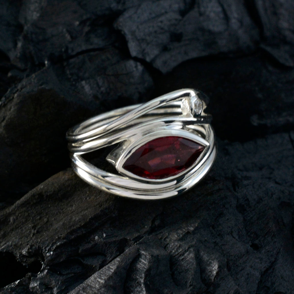 Garnet Toi et Moi Egyptian 925 Sterling Silver Red Gemstone Tiny Trendy Ring Jewelry