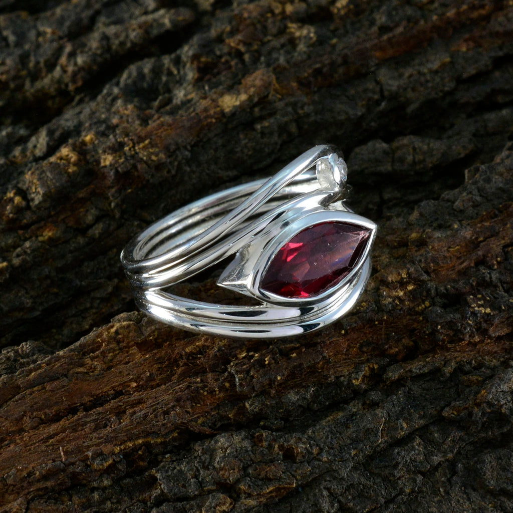 Garnet Toi et Moi Egyptian 925 Sterling Silver Red Gemstone Tiny Trendy Ring Jewelry
