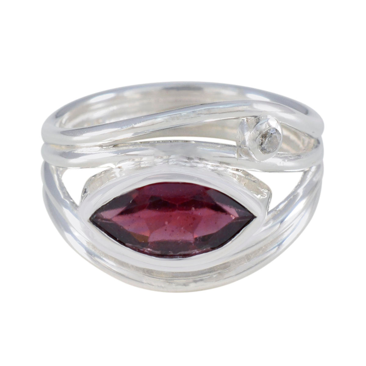 Garnet Toi et Moi Egyptian 925 Sterling Silver Red Gemstone Tiny Trendy Ring Jewelry