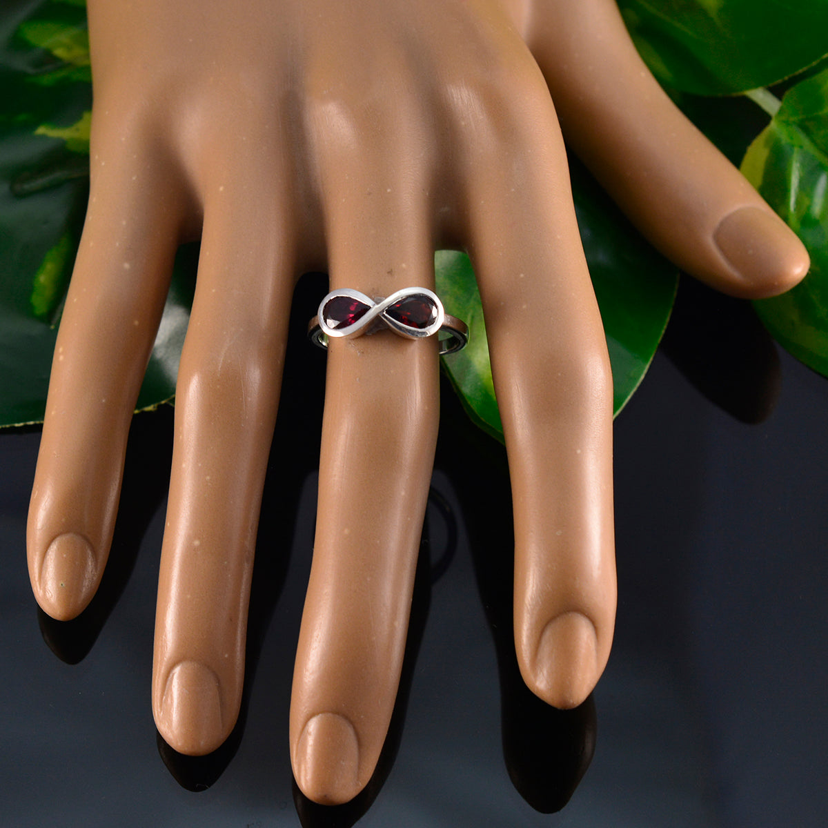 Garnet Toi et Moi American 925 Sterling Silver Red Gemstones Dainty Romantic Ring Jewelry