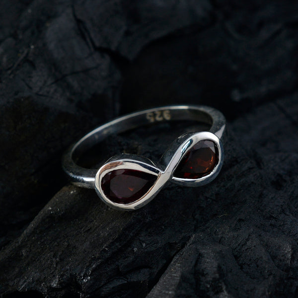 Garnet Toi et Moi American 925 Sterling Silver Red Gemstones Dainty Romantic Ring Jewelry