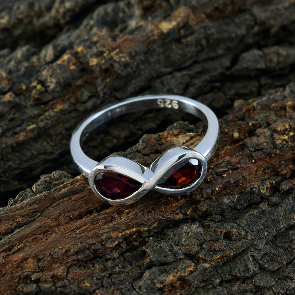 Garnet Toi et Moi American 925 Sterling Silver Red Gemstones Dainty Romantic Ring Jewelry