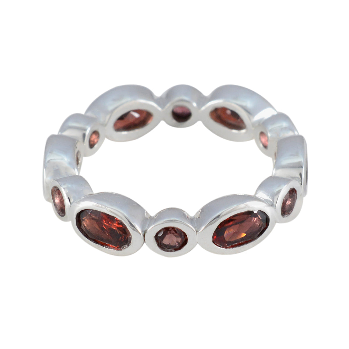 Garnet multiple German 92.5 Silver Red Gems Minimal Eternity Band Jewellery Immagine principale del prodotto