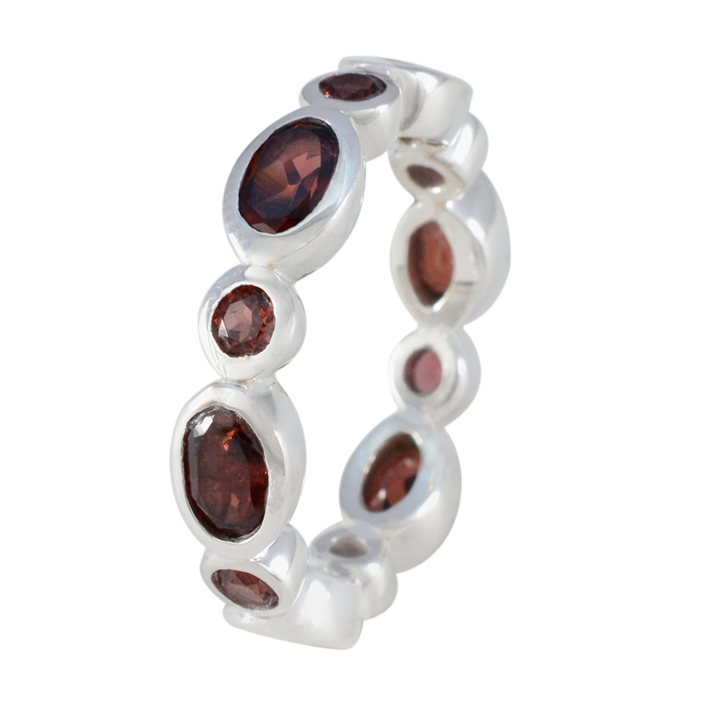 Garnet multiple German 92.5 Silver Red Gems Minimal Eternity Band Jewellery