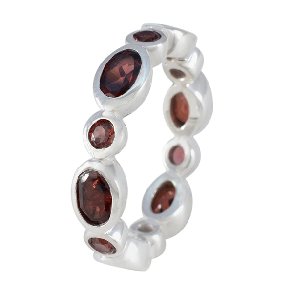 Garnet multiple German 92.5 Silver Red Gems Minimal Eternity Band Jewellery