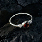 Garnet Trilogy American Sterling Silver Red Gemstones Elegant  Modern Ring Jewellery
