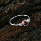 Garnet Trilogy American Sterling Silver Red Gemstones Elegant  Modern Ring Jewellery
