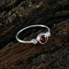 Garnet Trilogy American Sterling Silver Red Gemstones Elegant  Modern Ring Jewellery