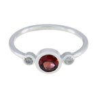 Garnet Trilogy American Sterling Silver Red Gemstones Elegant  Modern Ring Jewellery