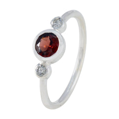 Garnet Trilogy American Sterling Silver Red Gemstones Elegant  Modern Ring Jewellery