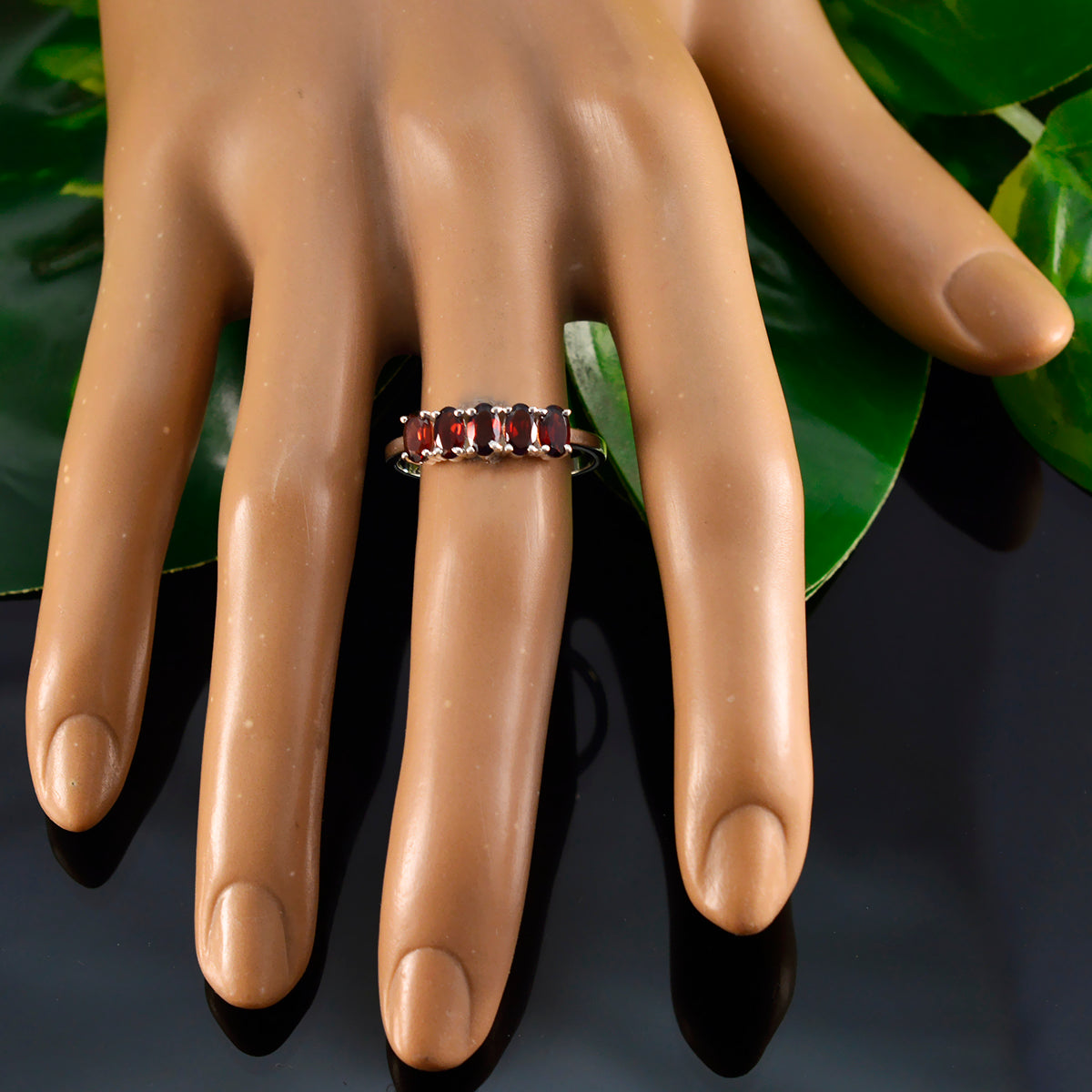 Garnet Penta Japanese Sterling Silver Red Gems Delicate Sophisticated Ring Jewellery