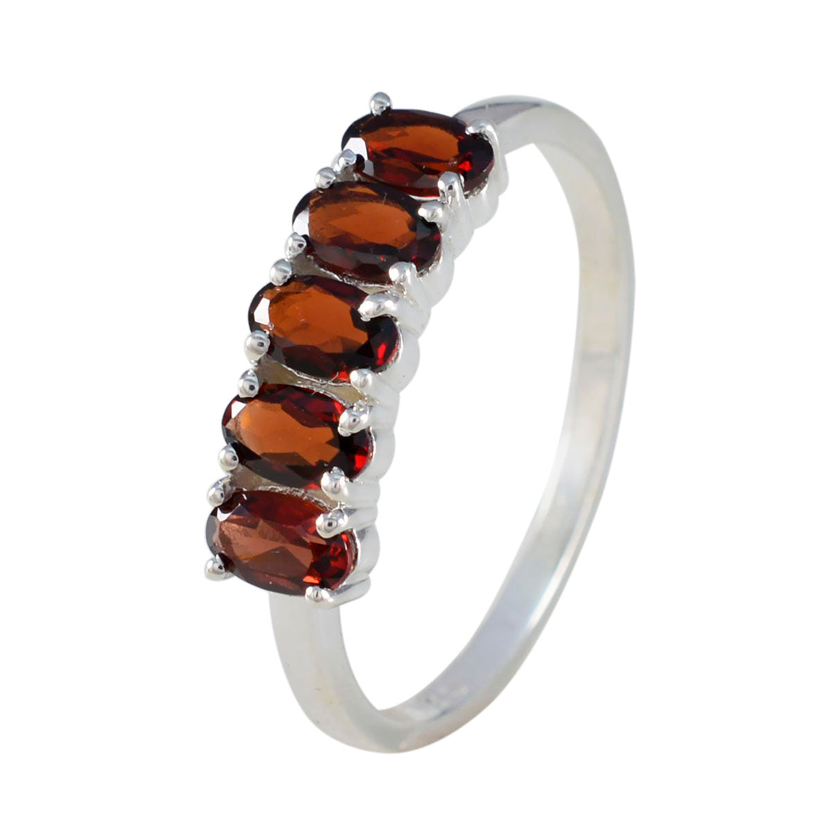 Garnet Penta Japanese Sterling Silver Red Gems Delicate Sophisticated Ring Jewellery