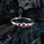 Garnet Penta Korean Sterling Silver Red Gemstone Elegant  Abstract Ring Jewellery