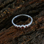 Garnet Penta Korean Sterling Silver Red Gemstone Elegant  Abstract Ring Jewellery