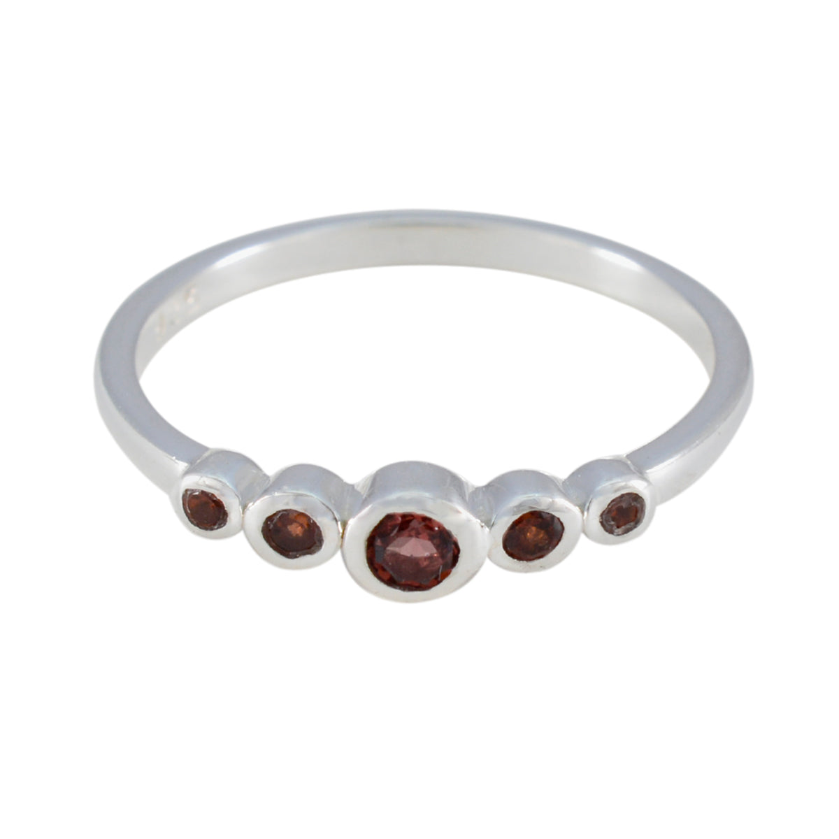 Garnet Penta Korean Sterling Silver Red Gemstone Elegant  Abstract Ring Jewellery メイン画像