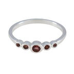 Garnet Penta Korean Sterling Silver Red Gemstone Elegant  Abstract Ring Jewellery