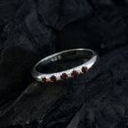 Garnet Penta Korean Silver Red Gemstones Elegant  Graceful Ring Jewellery