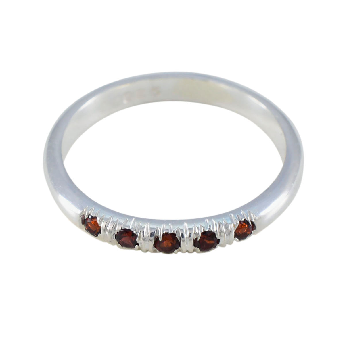 Garnet Penta Korean Silver Red Gemstones Elegant  Graceful Ring Jewellery