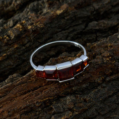 Granat Penta Korean 92,5 Silber Roter Edelstein Zarter, anspruchsvoller Ringschmuck