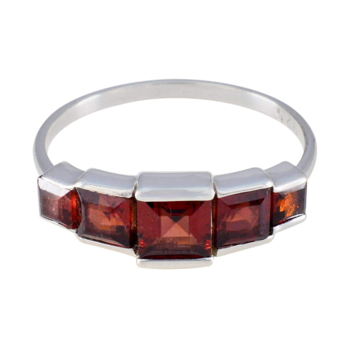 Garnet Penta Korean 92.5 Silver Red Gemstone Delicate Sophisticated Ring Jewellery Immagine principale del prodotto