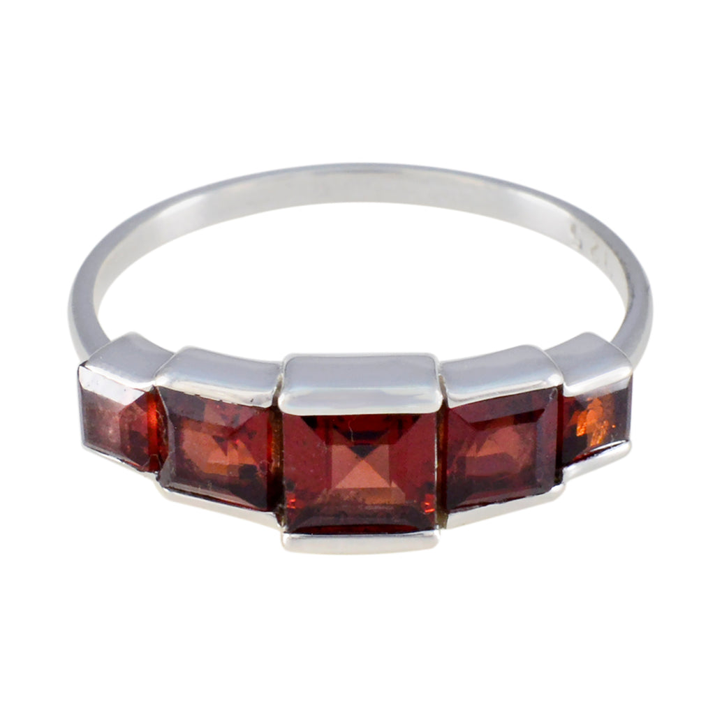 Garnet Penta Korean 92.5 Silver Red Gemstone Delicate Sophisticated Ring Jewellery