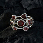 Garnet Hepta French 925 Silver Red Gems Featherlight Sophisticated Ring Jewellery