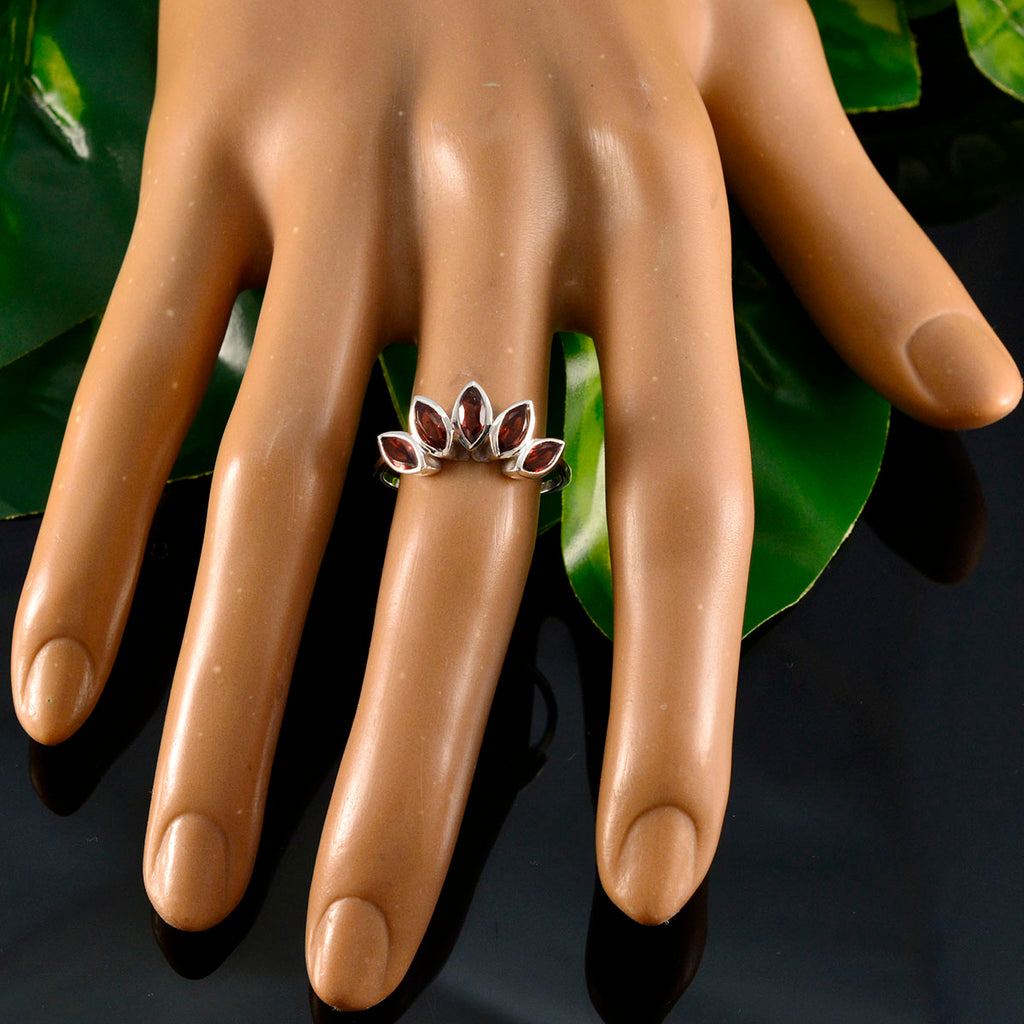Garnet Penta Turkish 925 Silver Red Gemstone Delicate crown Ring Jewellery