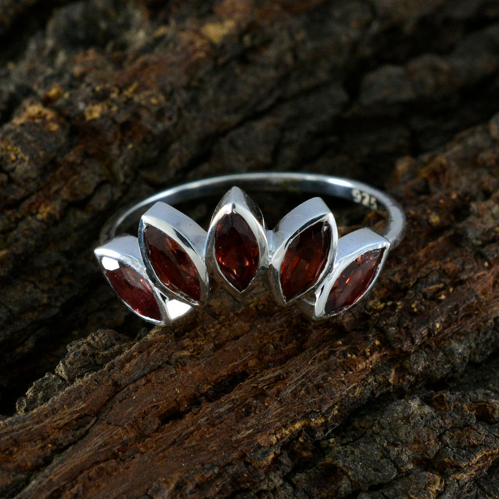 Garnet Penta Turkish 925 Silver Red Gemstone Delicate crown Ring Jewellery
