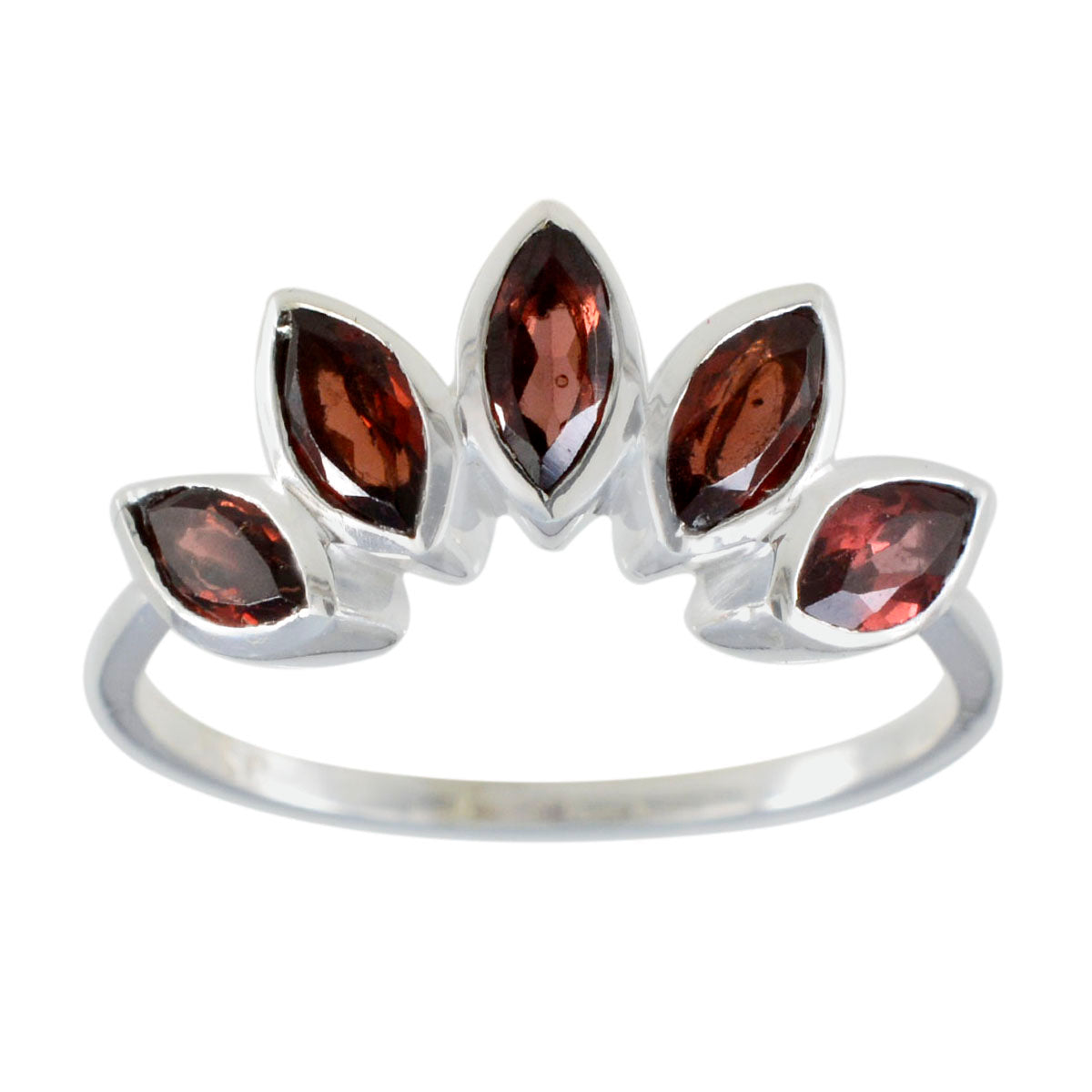 Garnet Penta Turkish 925 Silver Red Gemstone Delicate crown Ring Jewellery