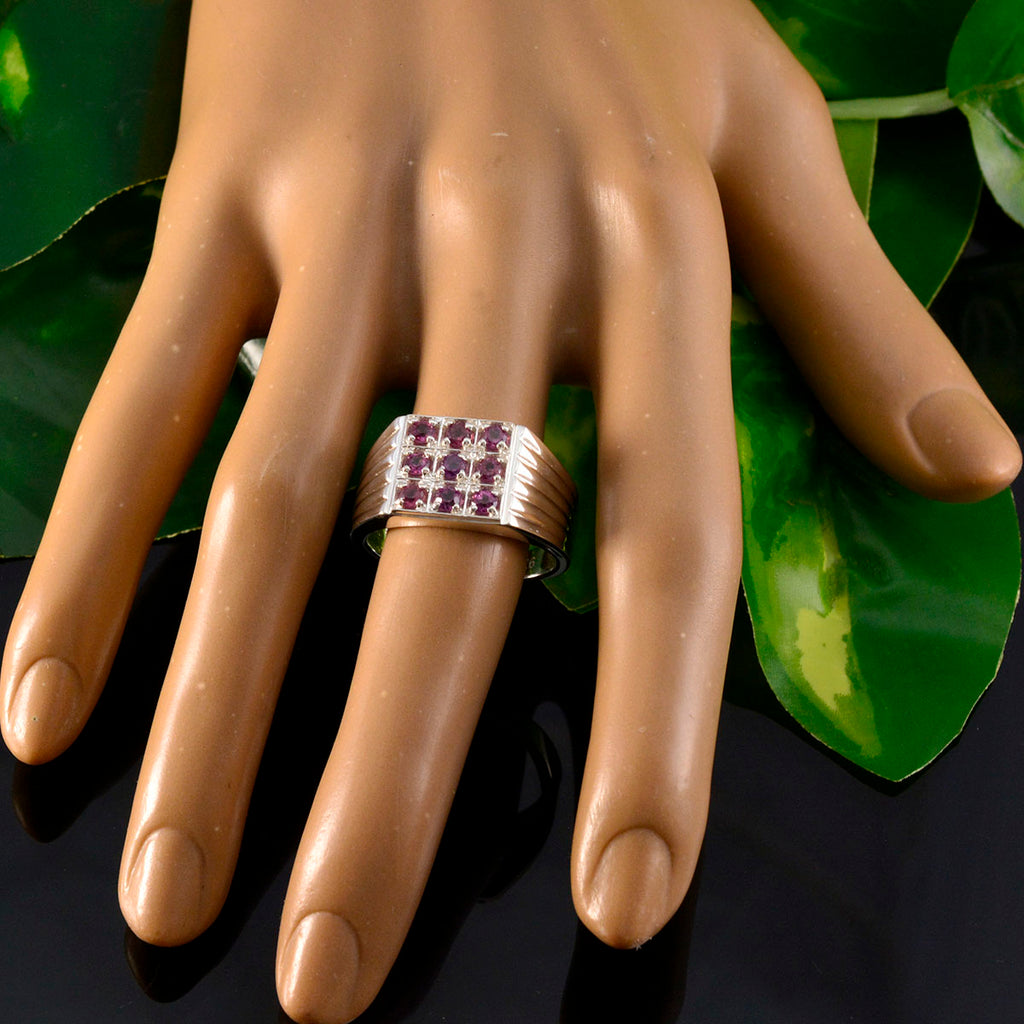 Garnet navratna Egyptian Silver Red Gemstones Eye catching Trendy Ring Jewellery