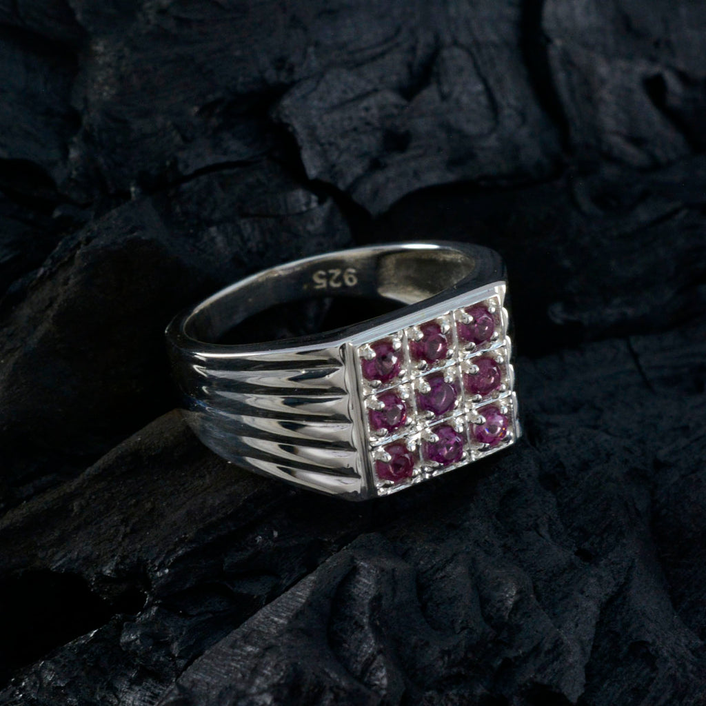 Garnet navratna Egyptian Silver Red Gemstones Eye catching Trendy Ring Jewellery