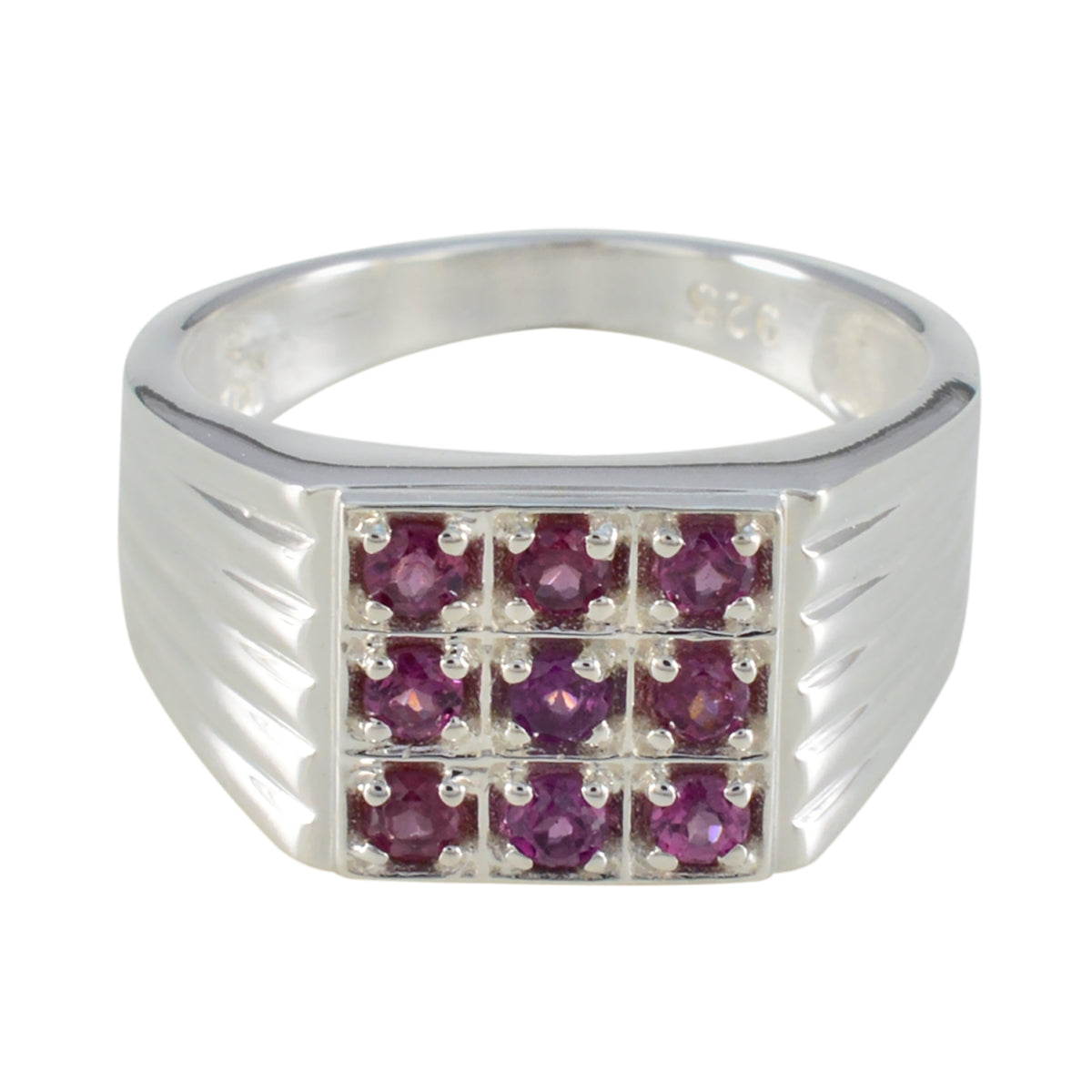 Garnet navratna Egyptian Silver Red Gemstones Eye catching Trendy Ring Jewellery